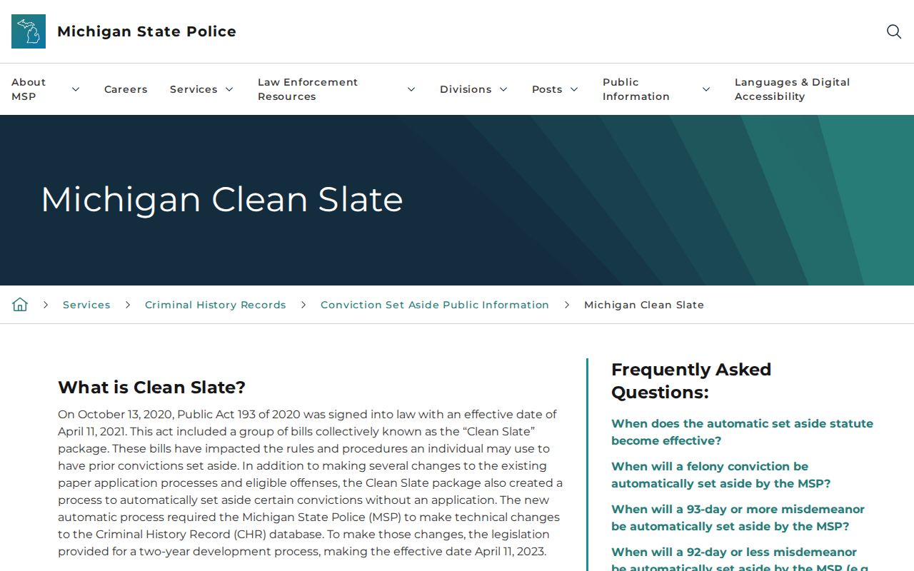 Michigan Clean Slate information for Schoolcraft County criminal case records
