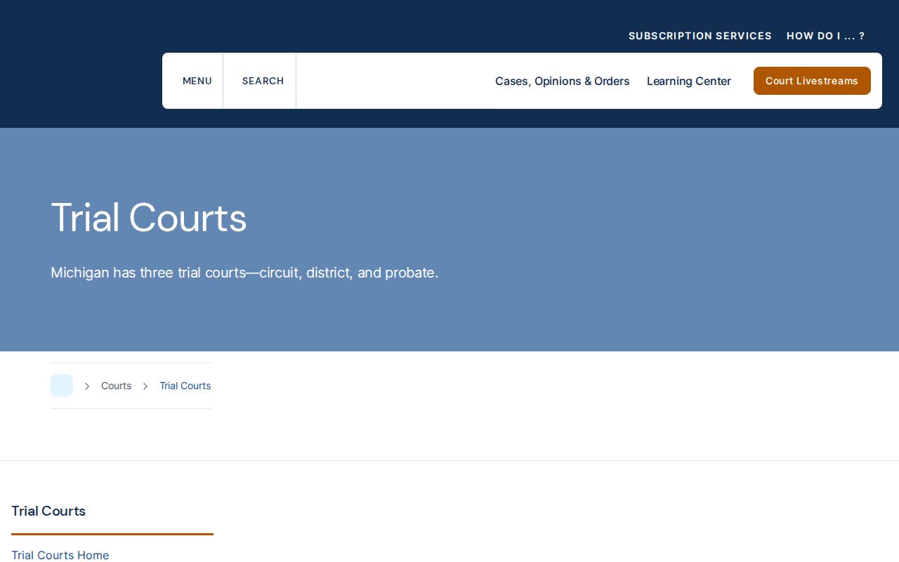 Michigan trial court directory for Schoolcraft County criminal court cases