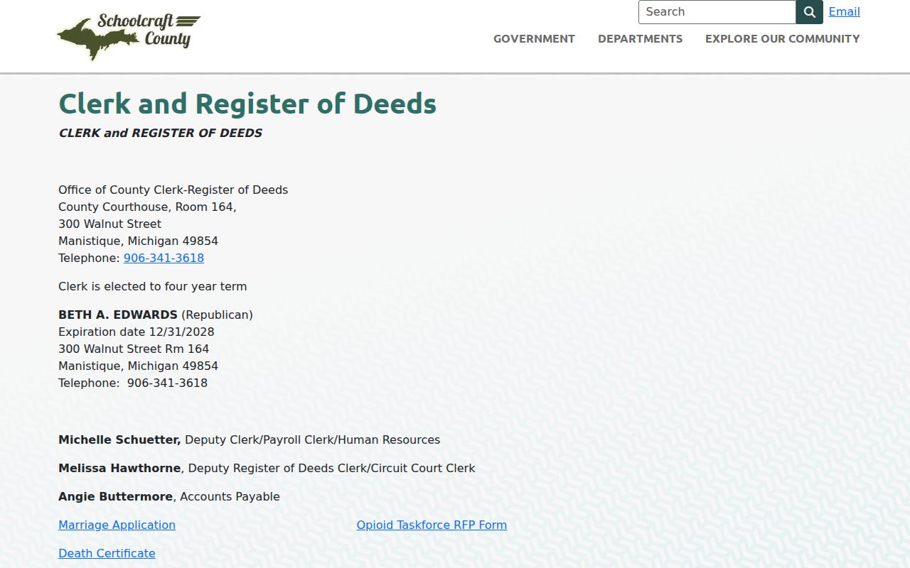 Schoolcraft County clerk criminal record correction source